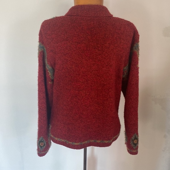 VTG Buskwacker paisley is wool blend cardigan sweater Sz M cottagecore rustic - Picture 4 of 5